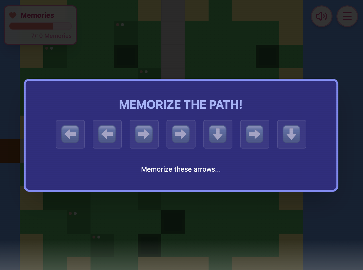 Memoreel mini-game snapshot